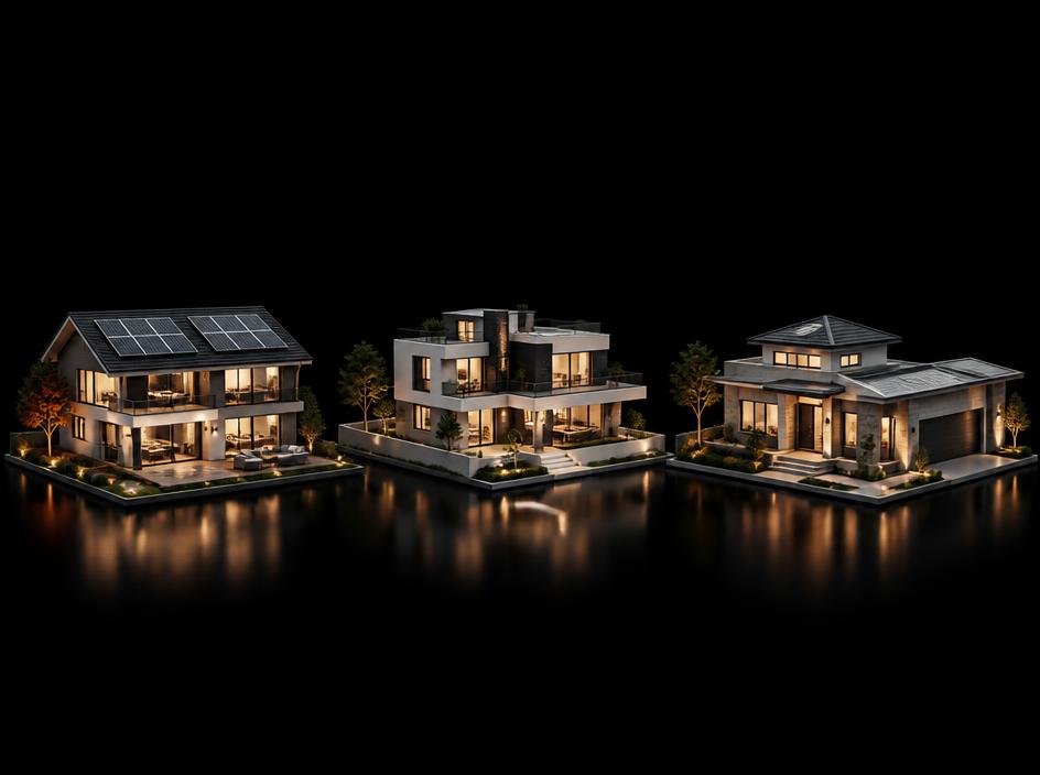 Trois maisons différentes